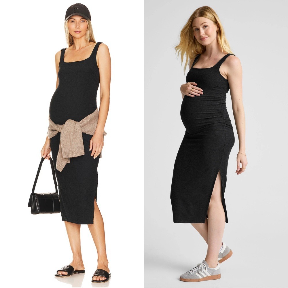 Beyond the Bump Icon Spacedye Maternity Midi Dress XL Darkest Night Black